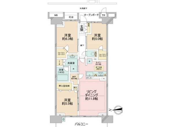 中古マンション 船橋市 北本町１丁目 3ＬＤＫ 7,480万円