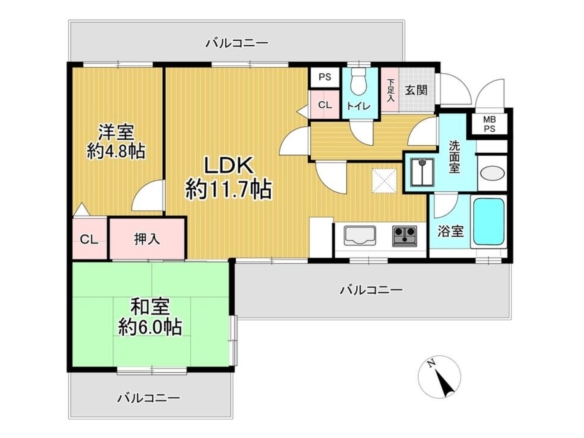 中古マンション 船橋市 海神５丁目 2ＬＤＫ 1,590万円