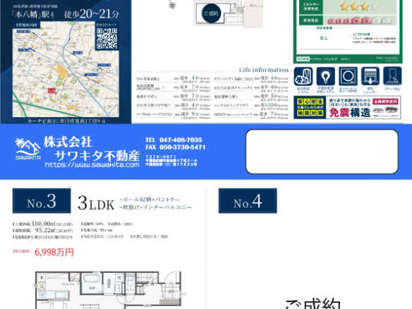 新築戸建 市川市 鬼高１丁目 3ＬＤＫ 6,998万円