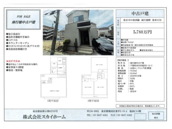 中古戸建 市川市 福栄３丁目 3ＬＤＫ 5,780万円
