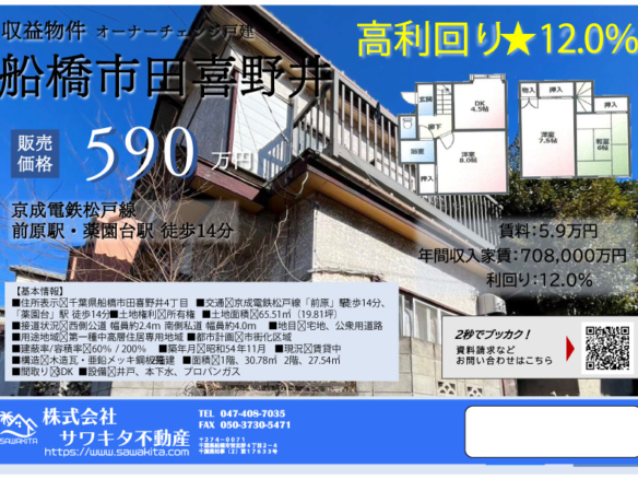 中古戸建 船橋市 田喜野井４丁目 3ＤＫ