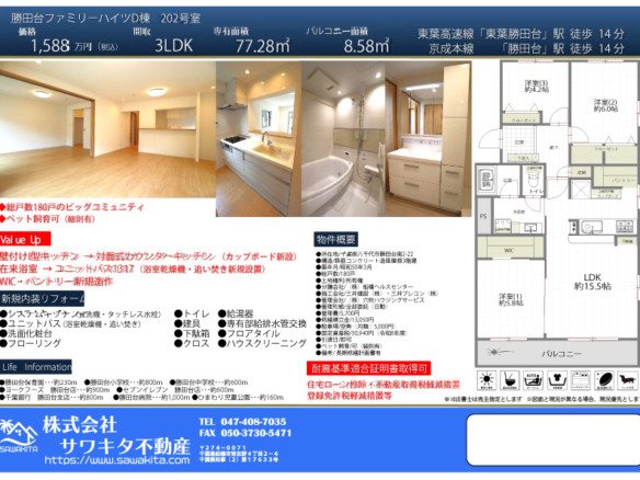 中古マンション 八千代市 勝田台南２丁目 3ＬＤＫ