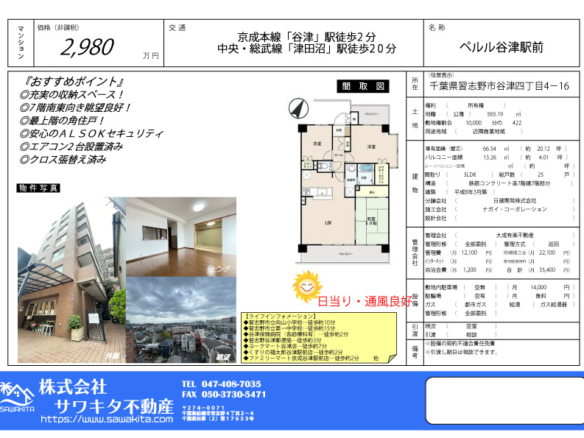中古マンション 習志野市 谷津４丁目 3ＬＤＫ