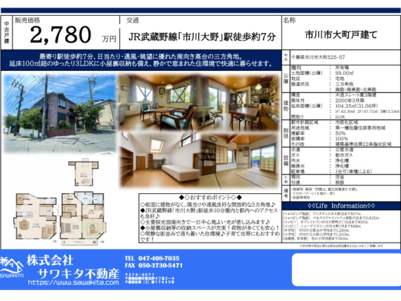 中古戸建 市川市 大町 4ＬＤＫ