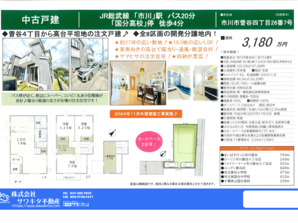 中古戸建 市川市 曽谷４丁目 3ＳＬＤＫ