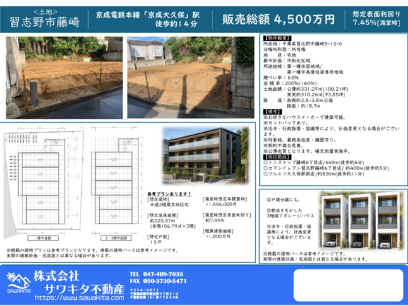 売地 習志野市 藤崎５丁目