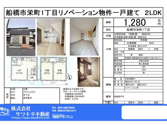 中古戸建 船橋市 栄町１丁目 2ＬＤＫ