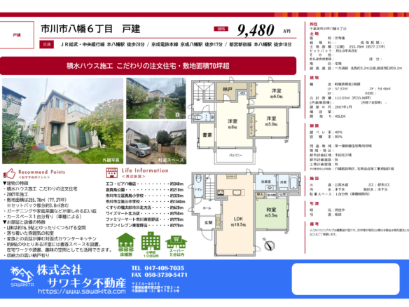 中古戸建 市川市 八幡６丁目 4ＳＬＤＫ