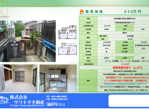 中古戸建 船橋市 新高根６丁目 3ＤＫ
