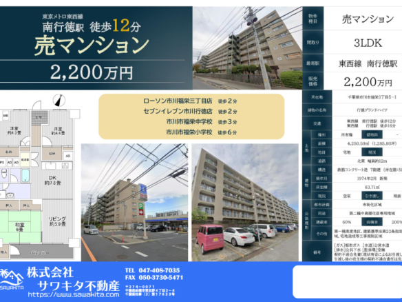 中古マンション 市川市 福栄３丁目 3ＬＤＫ