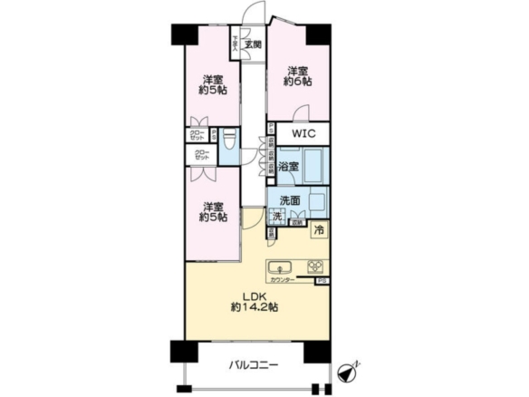 中古マンション 千葉市美浜区 磯辺６丁目 3ＬＤＫ