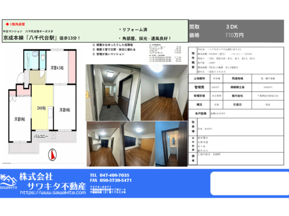 中古マンション 八千代市 八千代台西８丁目 3ＤＫ