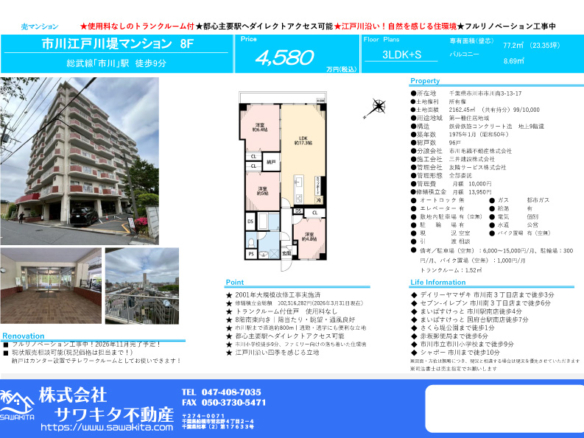 中古マンション 市川市 市川南３丁目 3ＳＬＤＫ