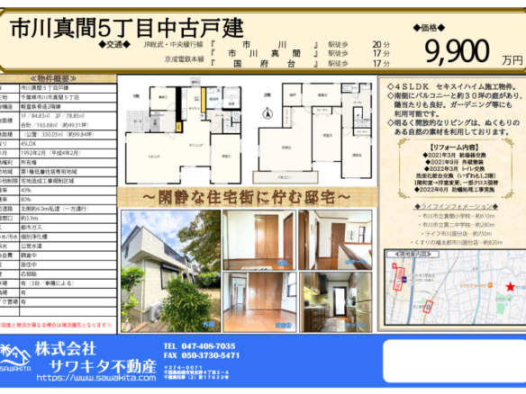 中古戸建 市川市 真間５丁目 4ＳＬＤＫ