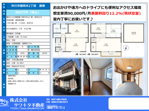 中古戸建 市川市 稲荷木２丁目 4ＤＫ