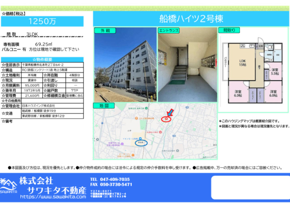 中古マンション 船橋市 北本町２丁目 3ＬＤＫ