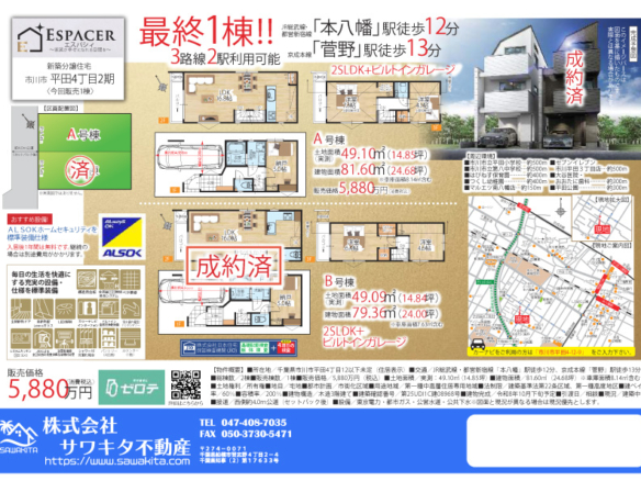 新築戸建 市川市 平田４丁目 2ＳＬＤＫ